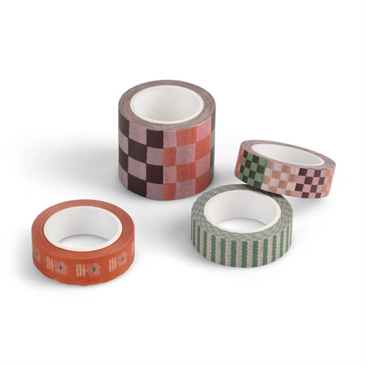 Plastic Free Washi Tape - Check design box of 4