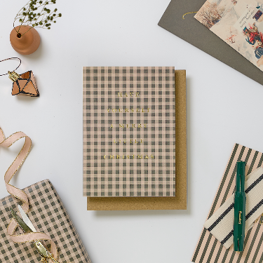 GREEN GINGHAM CHRISTMAS CARD