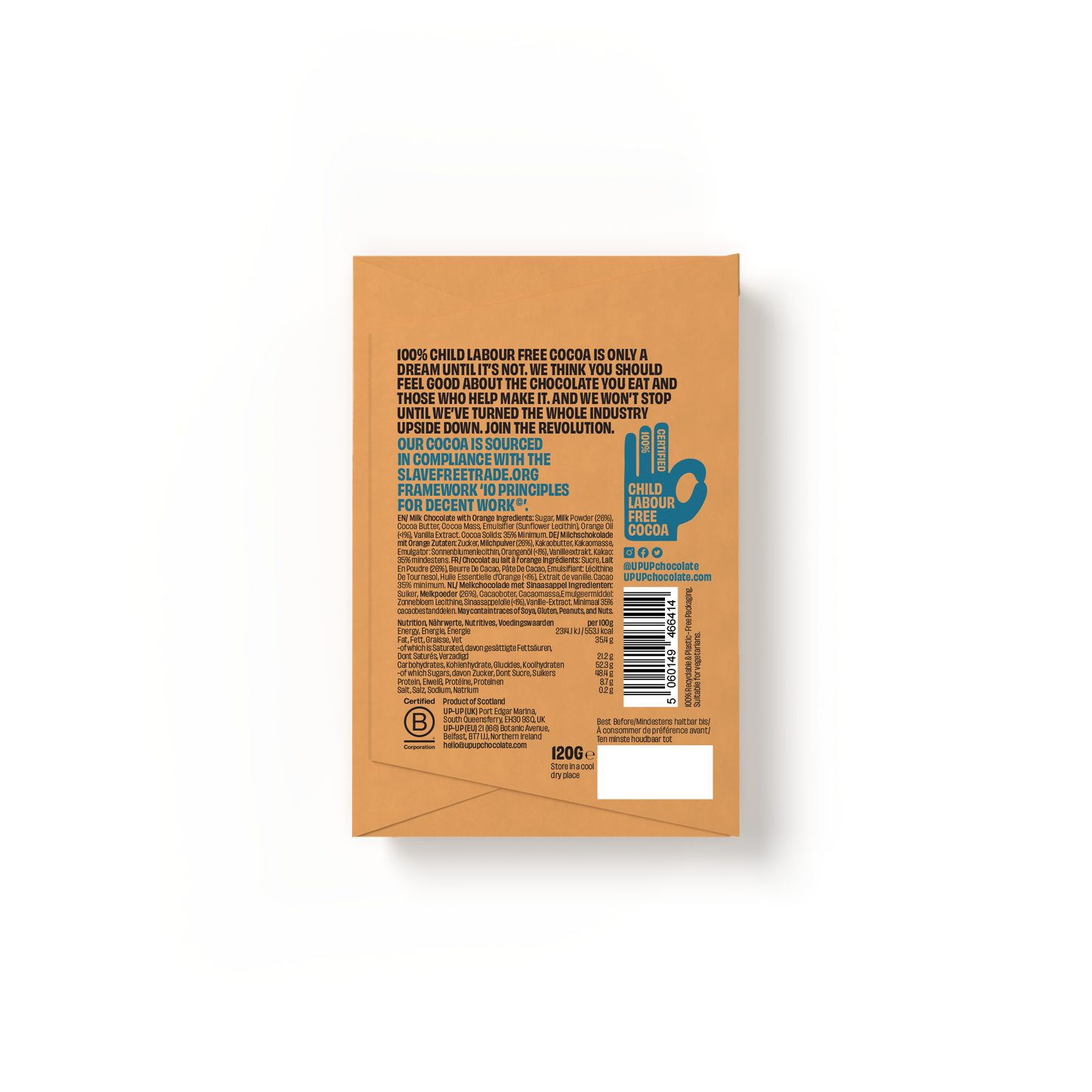 Sweet Orange Milk Chocolate Bar 120G/4.2OZ