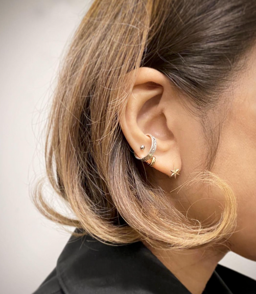 Moon Crater Ear Cuff, Silver
